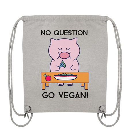 Sporttasche nachhaltig Schwein fairer Turnbeutel | Vegan-Ferkel (Grau meliert) | Phaedera UG