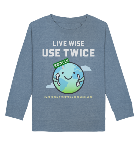 Sweatshirt für Kinder kaufen ☀ Bio-Wear Pullover | Grüne Erde (Mittelblau meliert) | Phaedera UG