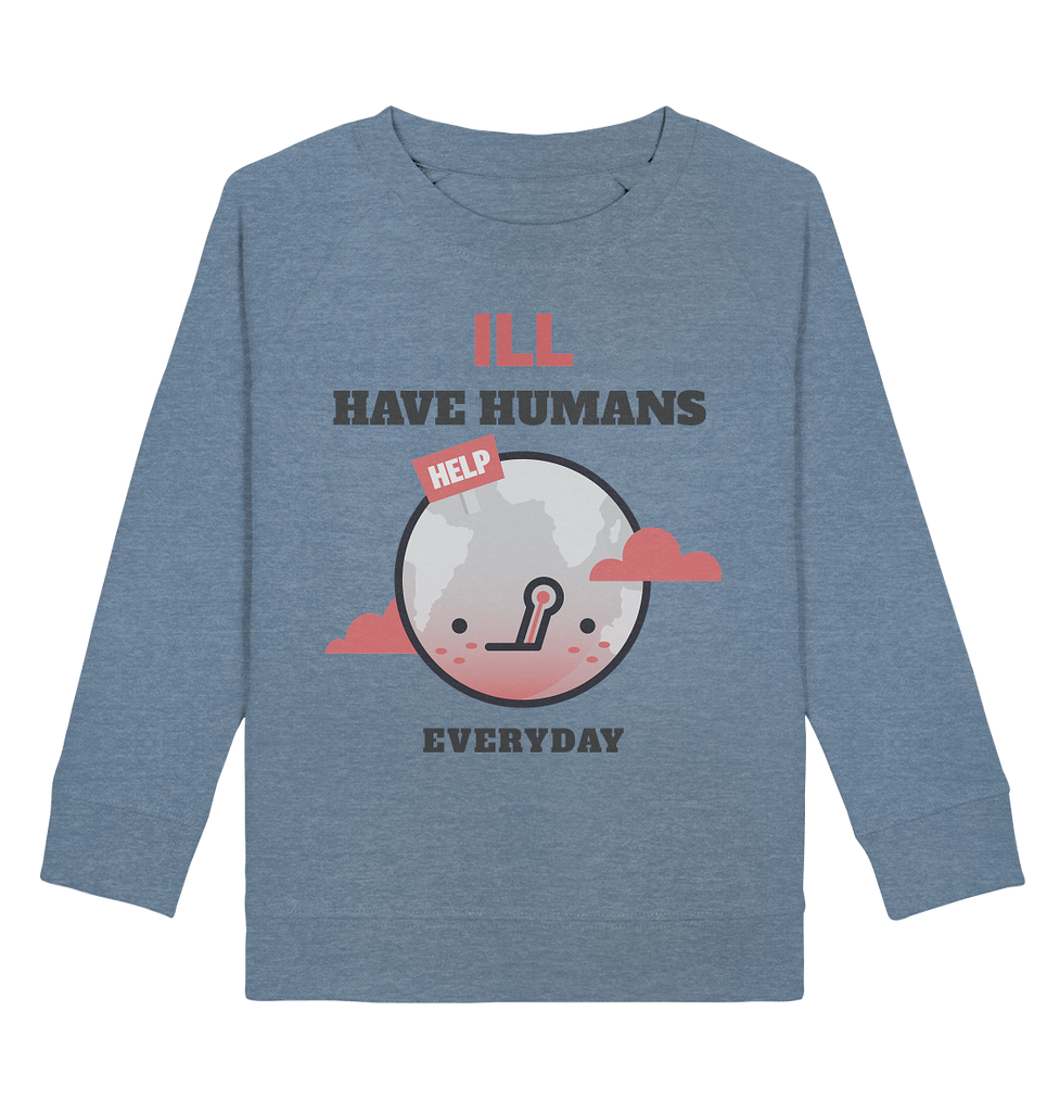 Sweatshirt für Kinder kaufen ☀ Bio-Wear Pullover | Kranke Erde (Mittelblau meliert) | Phaedera UG