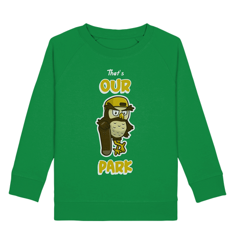 Sweatshirt für Kinder kaufen ☀ fair Bio-Wear Shop | Skater-Eule (Frisches Grün) | Phaedera UG