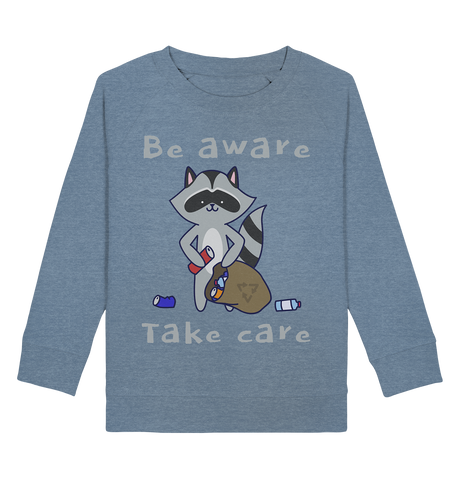 Sweatshirt für Kinder kaufen ☀ Pullover Bio-Wear | Waschbär (Mittelblau meliert) | Phaedera UG