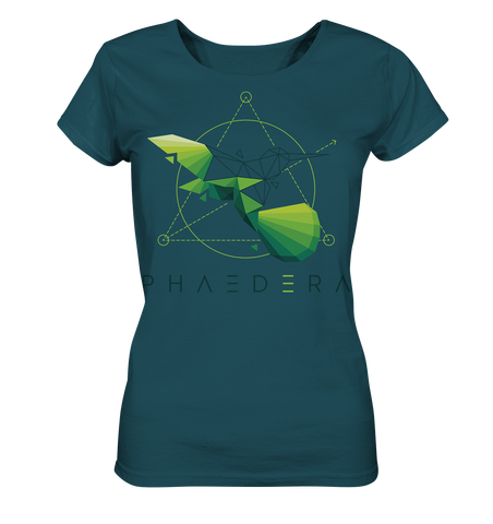 T-Shirt Damen | vegan, nachhaltig faire Bio-Baumwolle | Kolibri D (Dunkeltürkis) | Phaedera UG