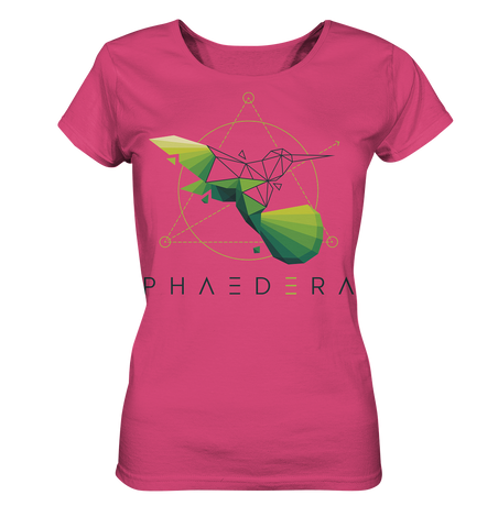 T-Shirt Damen | vegan, nachhaltig faire Bio-Baumwolle | Kolibri D (Magenta) | Phaedera UG