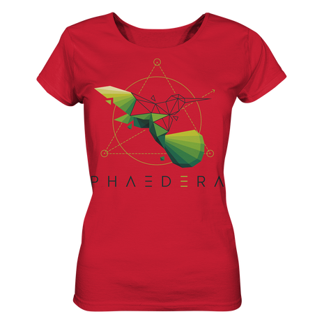 T-Shirt Damen | vegan, nachhaltig faire Bio-Baumwolle | Kolibri D (Rot) | Phaedera UG