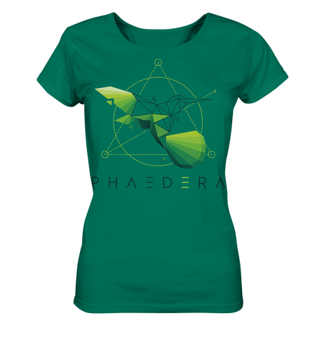 T-Shirt Damen | vegan, nachhaltig faire Bio-Baumwolle | Kolibri D (Unigrün) | Phaedera UG