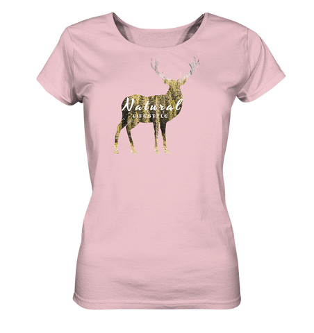 Veganes T-Shirt Damen | nachhaltig faire Bio-Baumwolle | Hirsch (Baumwoll-Pink) | Phaedera UG